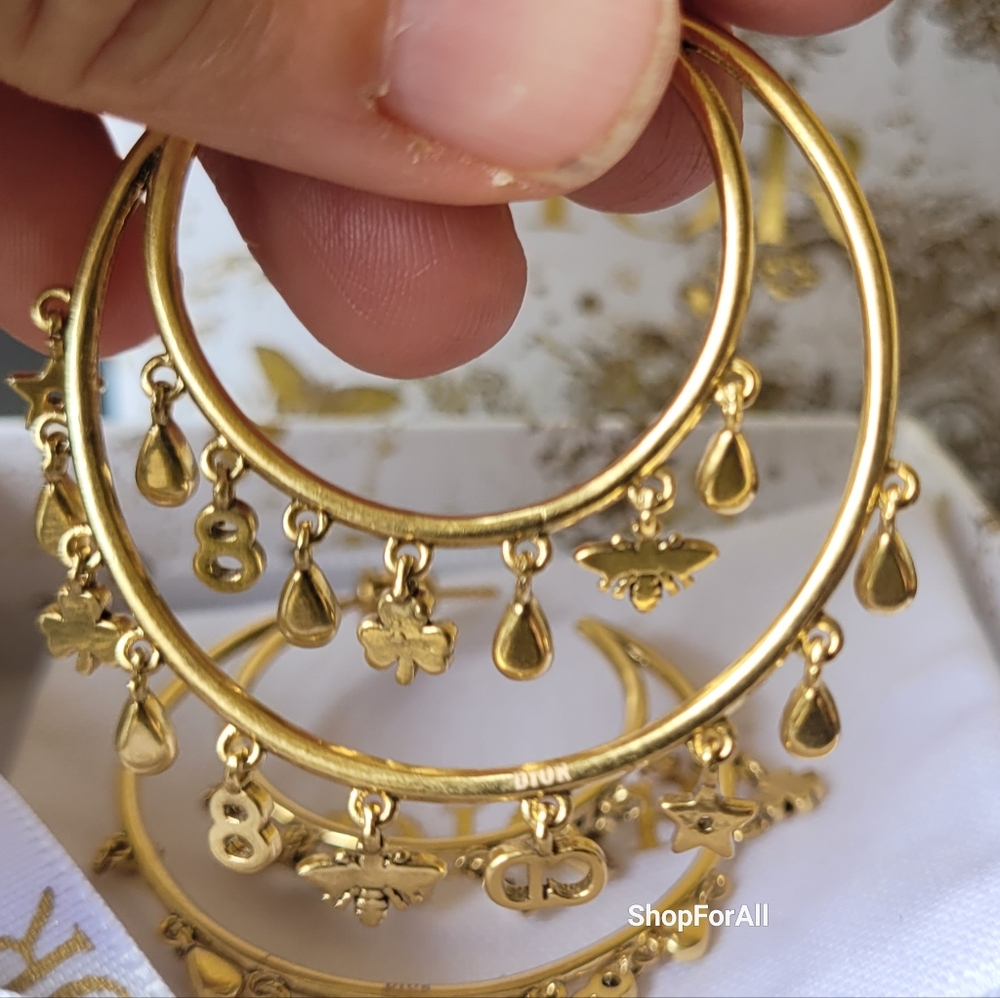 Dior Gold Crescent Moon  Chram Earrings - Picture 8 of 12